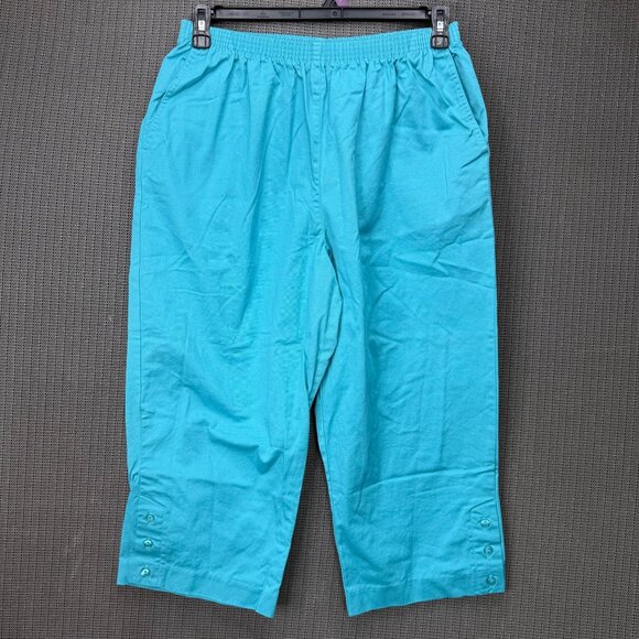 Alfred Dunner Womens Size 16 Turquoise Pull-On Capri Pants Elastic waistband - Picture 1 of 9